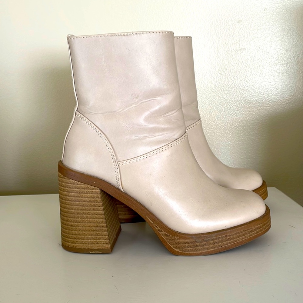 Cream Leather Boots